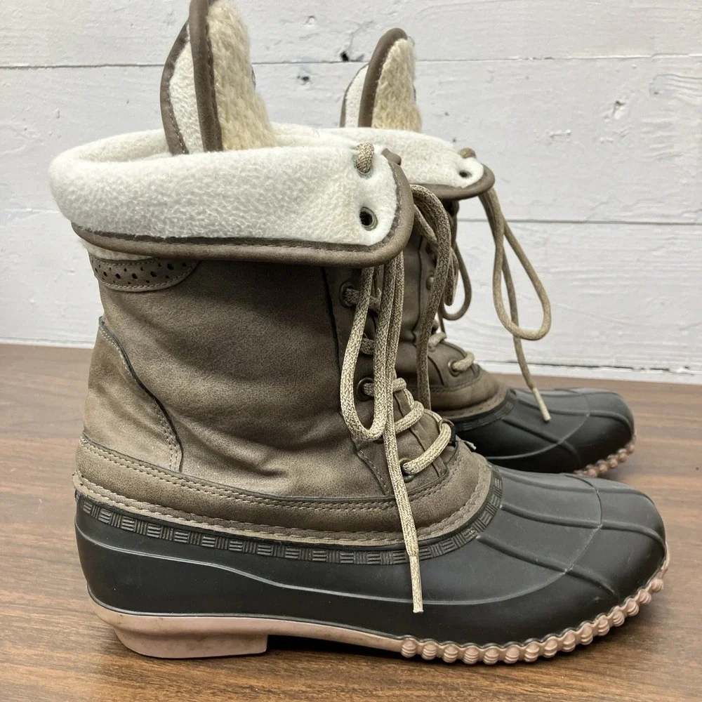 Women's Magellan Outdoors Insulated Lace-Up Sweater Duck Rain Boots Size 7B